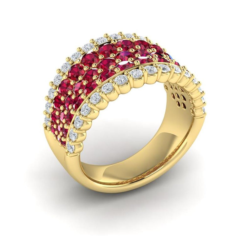 Vlora 14k Yellow Gold Adella Color Collection Ruby and Diamond Fashion Band