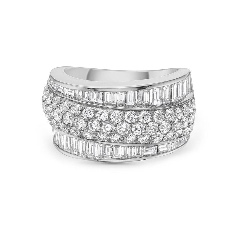 Charles Krypell 18k White Gold Multi-Row Diamond Fashion Band