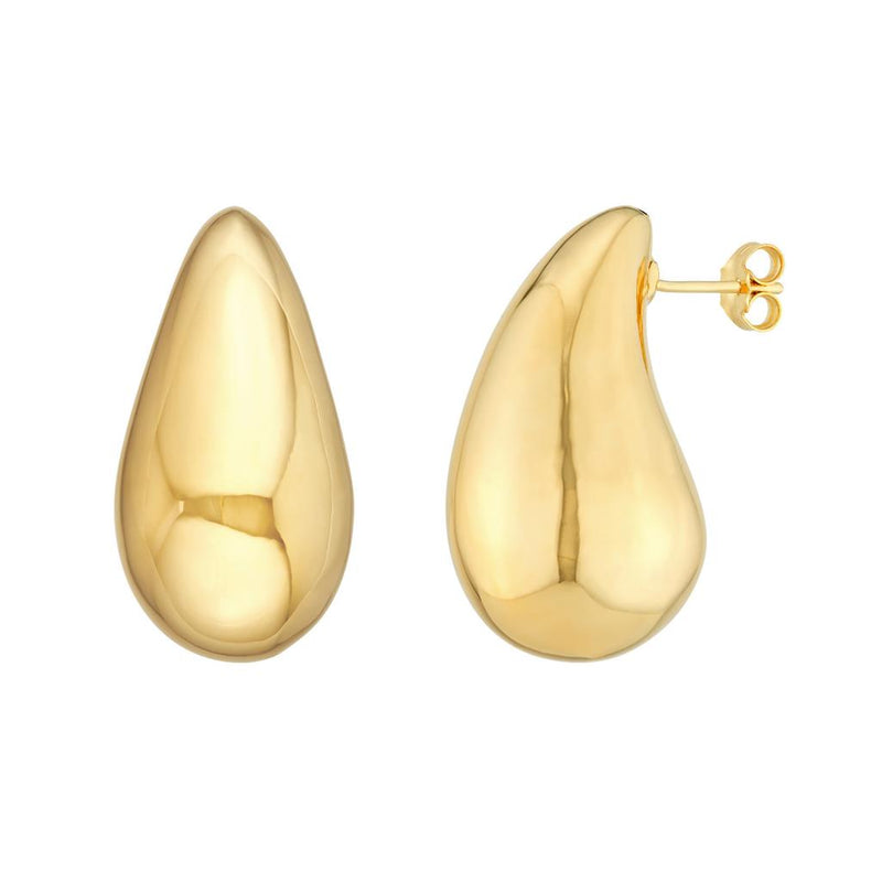 Davis Classics 14k Yellow Gold Graduated Puff Teardrop Earrings