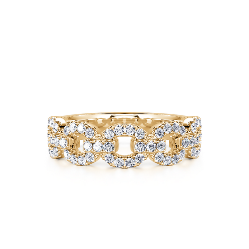 Davis Classics 14k Yellow Gold Stackable Open Link Diamond Band