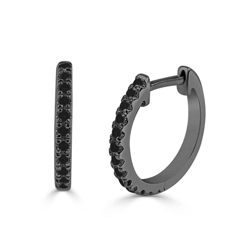 Davis Classics 14k Black Gold Black Diamond Hoop Earrings