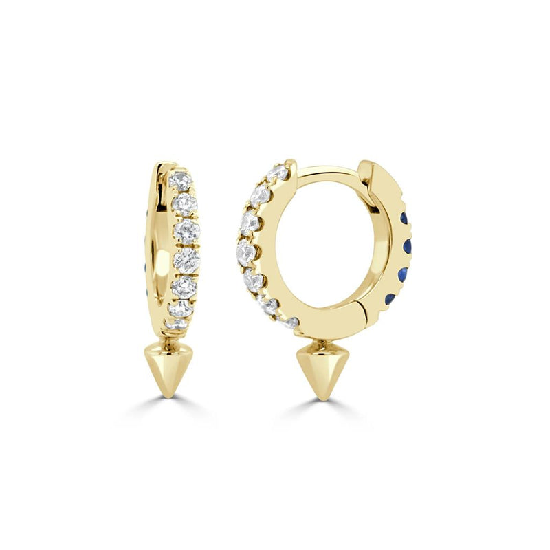 Davis Classics Diamond Novelty Huggie Hoop Earrings in 14k Yellow Gold