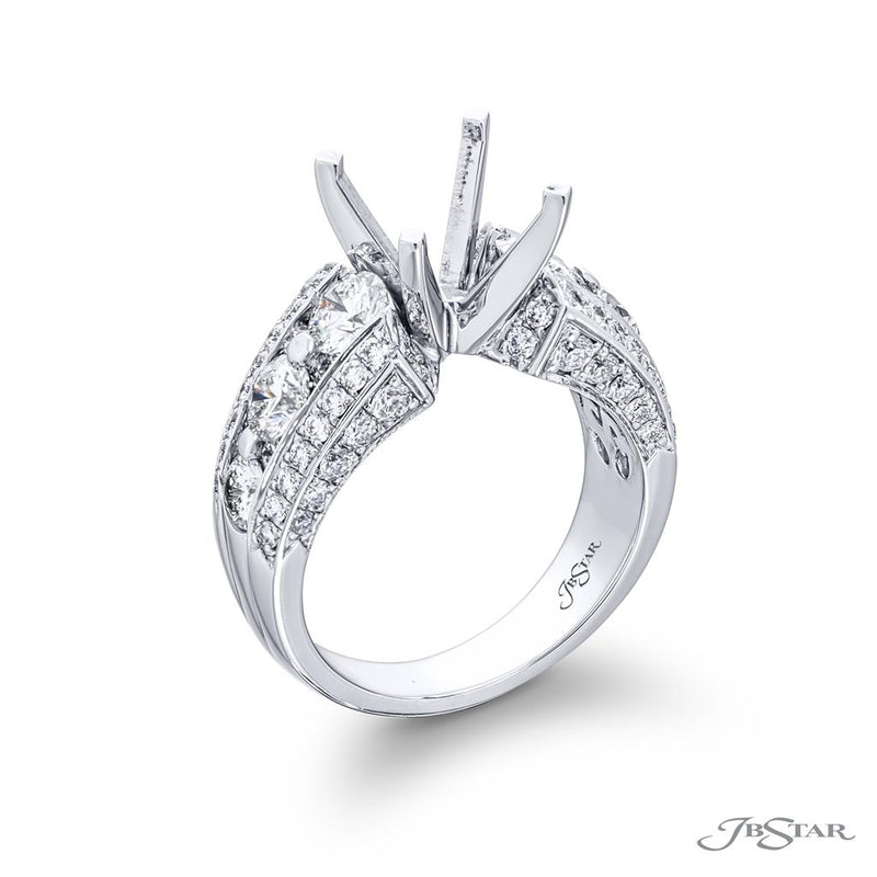 JB Star Platinum Multi-Row Engagement Ring with Round Brilliant Cut Diamonds