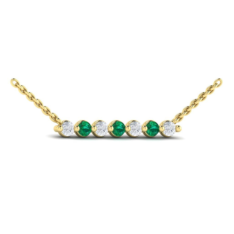 Vlora 14k Yellow Gold Adella Collection Emerald and Diamond Bar Necklace