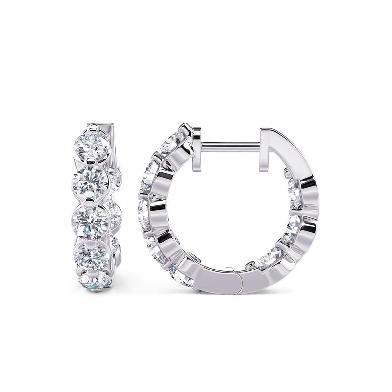 Davis Classics 14k White Gold Small In/Out Diamond Hoop Earrings