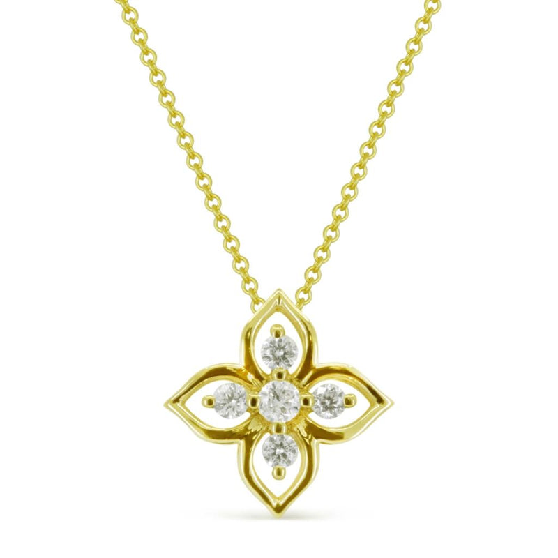 Madison L 14k Yellow Gold Floral Design Diamond Pendant