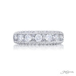 JB Star Women's Platinum Vintage-Inspired Multi-Row Wedding Band with Milgrain Detail