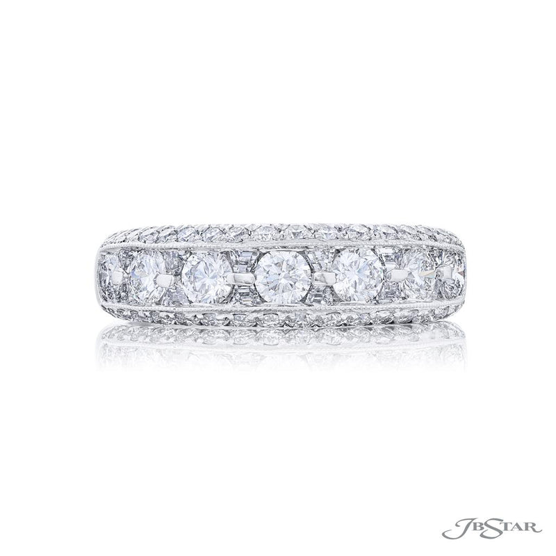 JB Star Platinum Vintage-Inspired Multi-Row Wedding Band with Milgrain Detail