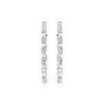 Davis Classics 14k White Gold Station Style In/Out Hinged Diamond Hoop Earrings