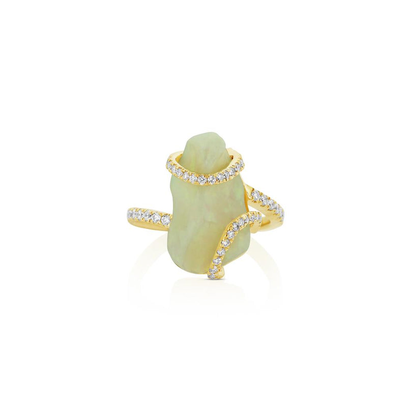 Yael Designs 18k Yellow Gold Free Form White Opal Fashion Ring