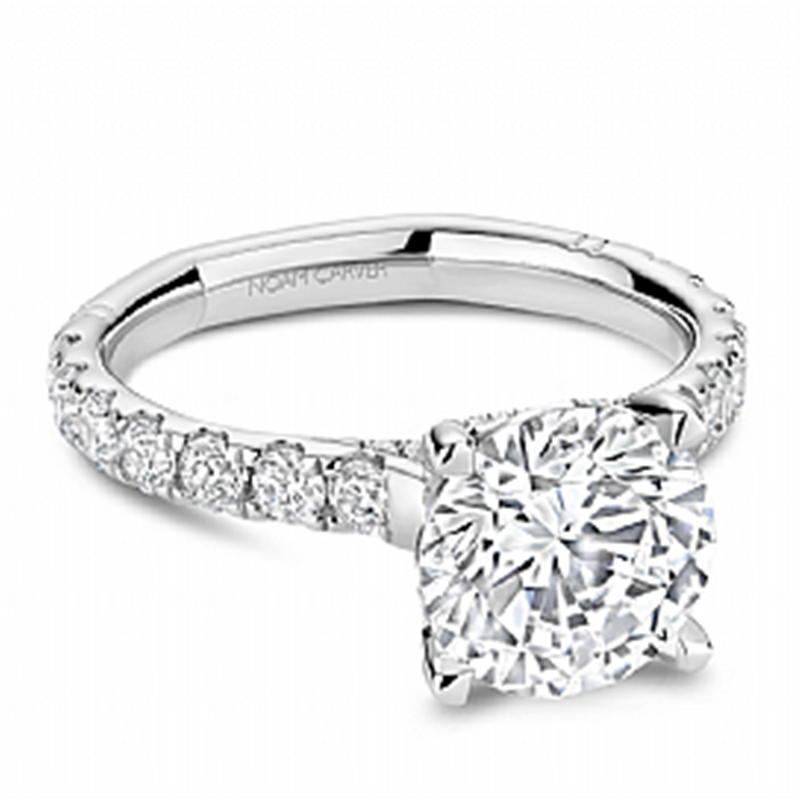 Noam Carver Hidden Halo Diamond Engagement Ring Setting in 14k White Gold