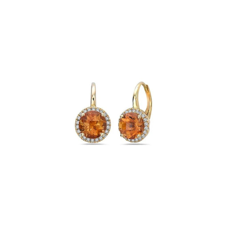 Charles Krypell 18k Yellow Gold Citrine and Diamond Halo Drop Earrings