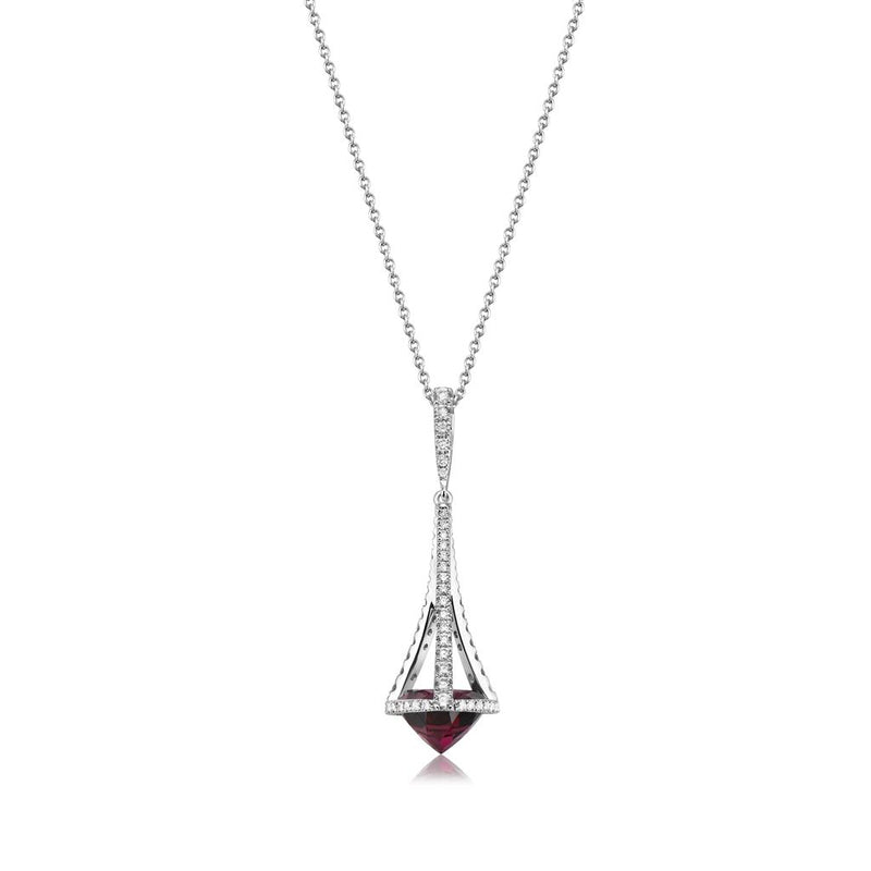 Charles Krypell 18k White Gold Garnet and Diamond Chandelier Drop Pendant