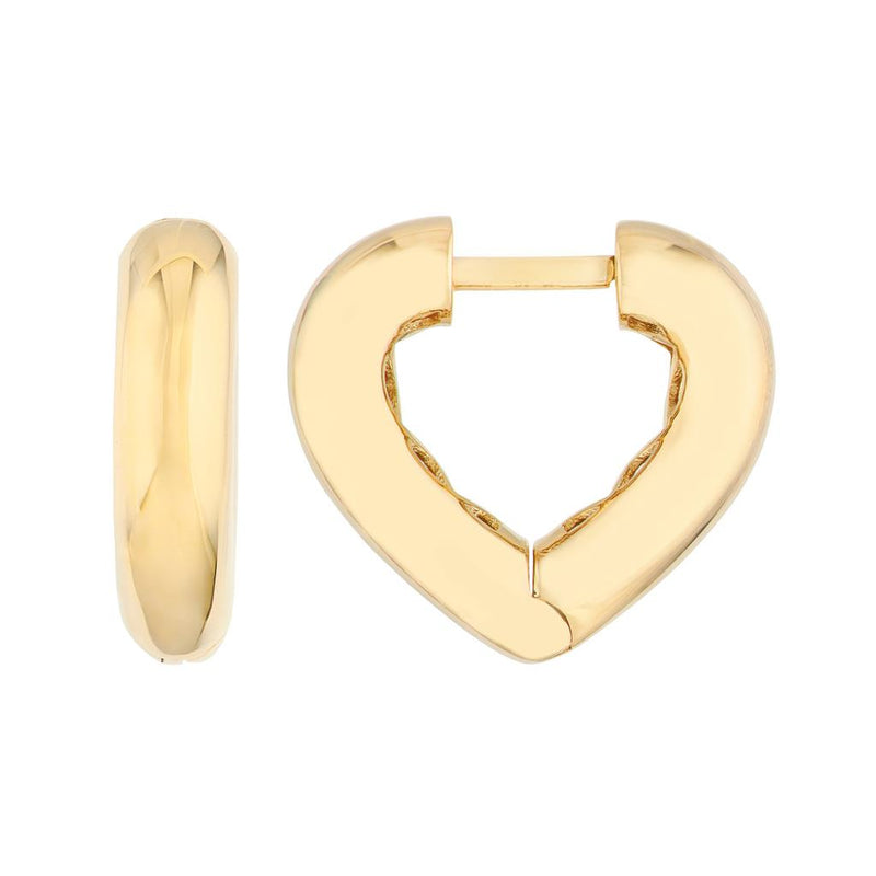 Davis Classics 14k Yellow Gold Heart Hoop Earrings