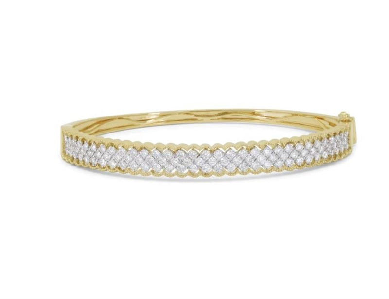 Madison L 14k Yellow and White Gold Multi-Row Hinged Diamond Bangle Bracelet