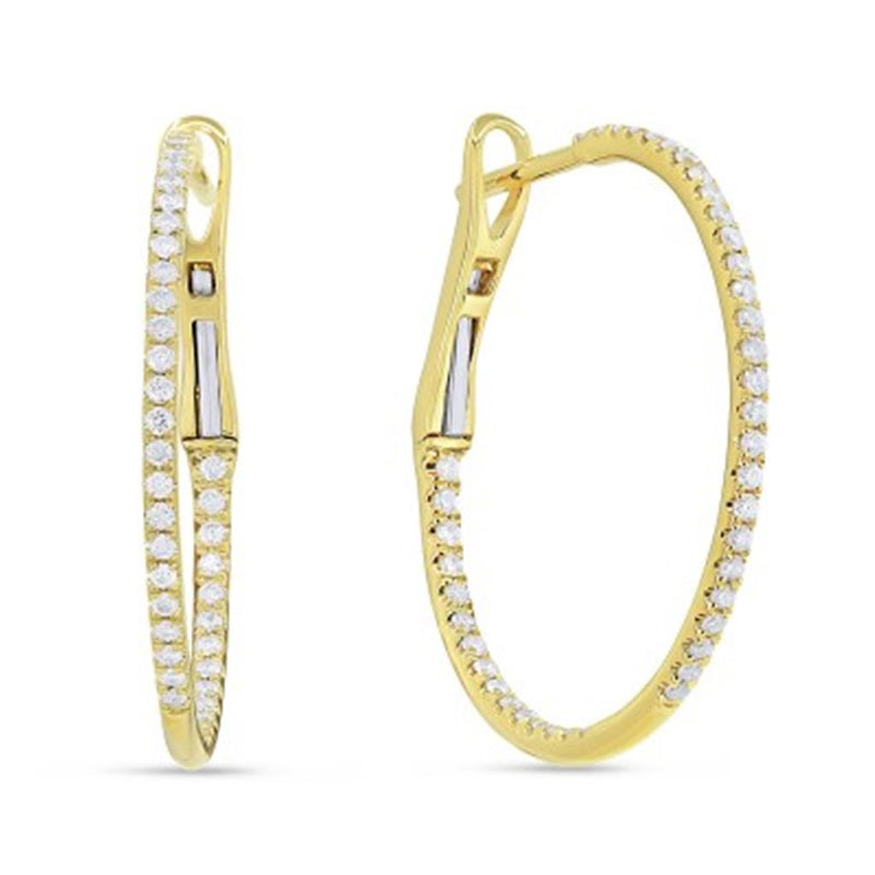 Madison L 14k Yellow Gold In/Out Diamond Hoop Earrings