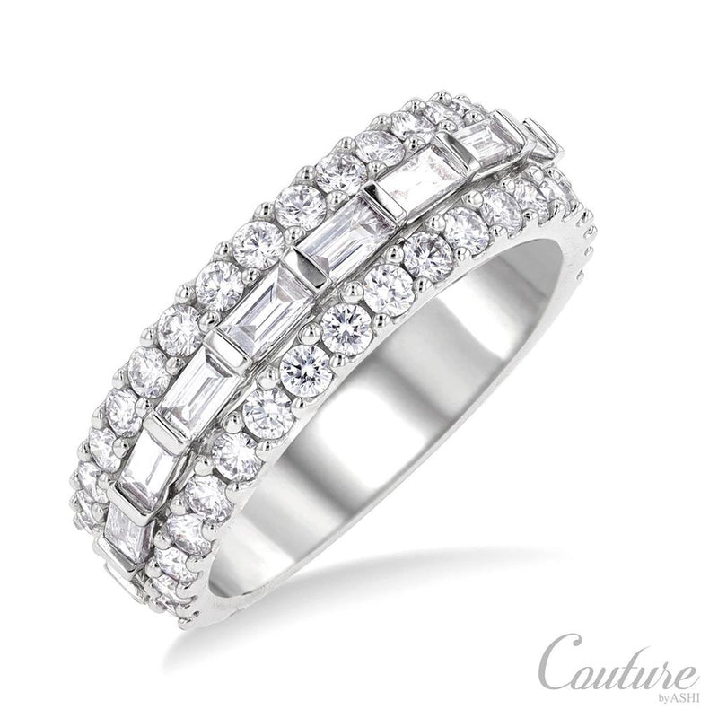 Davis Classics 18k White Gold Couture Three Row Diamond Band