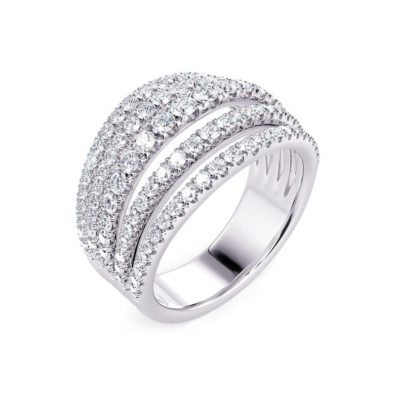 Davis Classics 14k White Gold Open Multi-Row Diamond Fashion Band