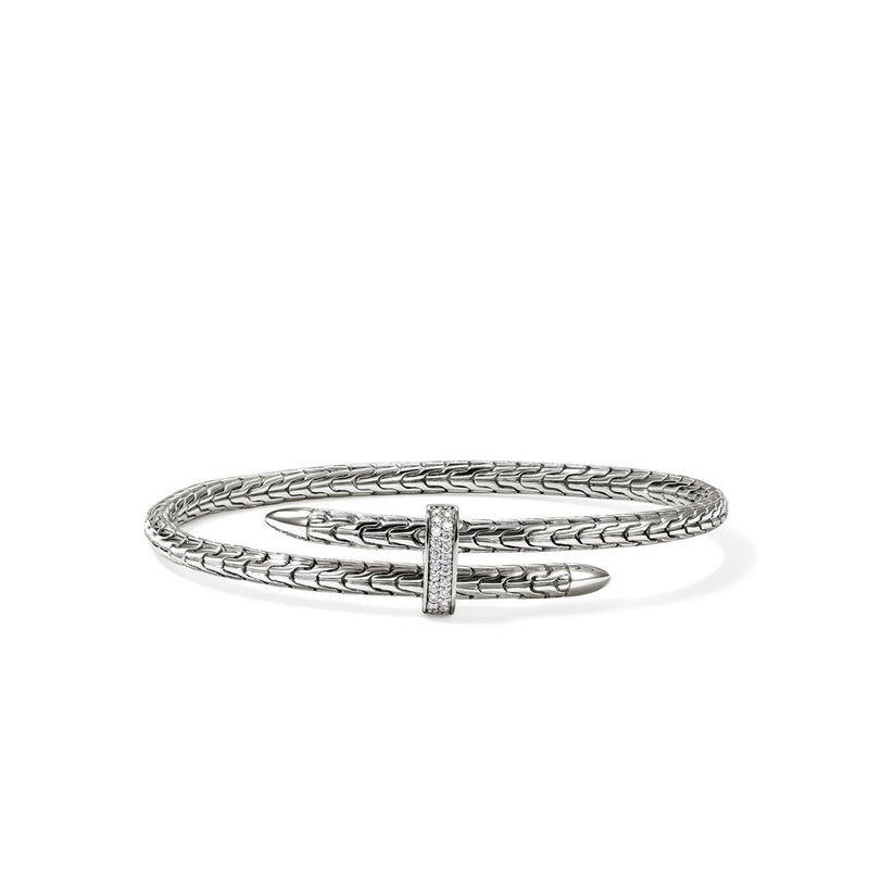 John Hardy Sterling Silver Spear Flex Diamond Cuff