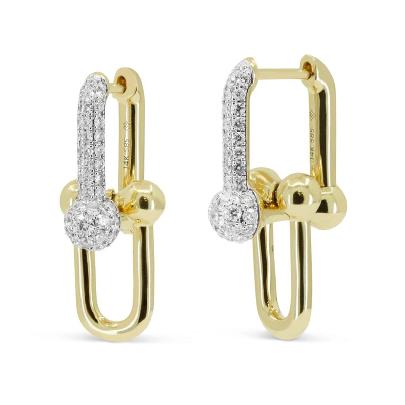 Madison L 14k Yellow and White Gold Equestrian Stirrup Inspired Diamond Drop Earrings