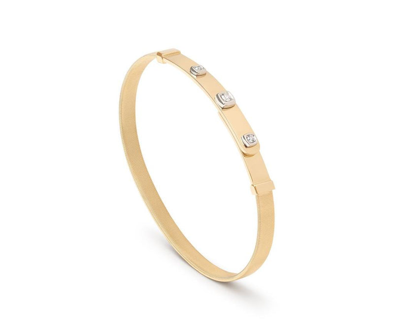 Marco Bicego 18k Yellow and White Gold Masai Collection Diamond Bar Bangle Bracelet