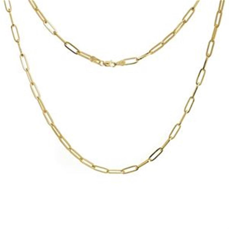 Davis Classics 14k Yellow Gold Long Link Paperclip Chain Necklace