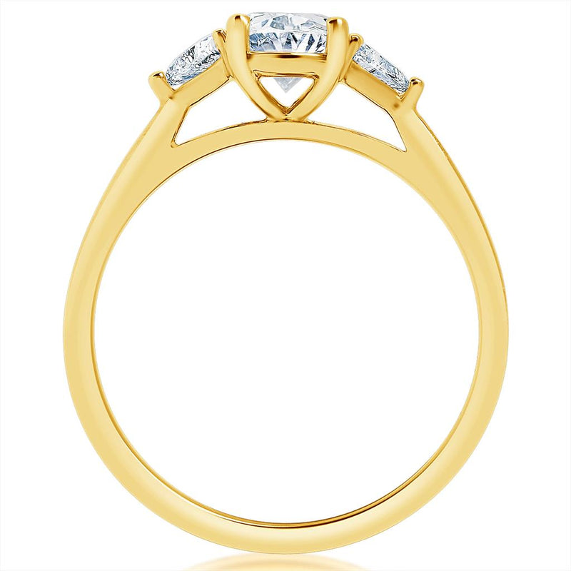 Davis Classics Three Stone Diamond Engagement Ring Setting in 14k Yellow Gold