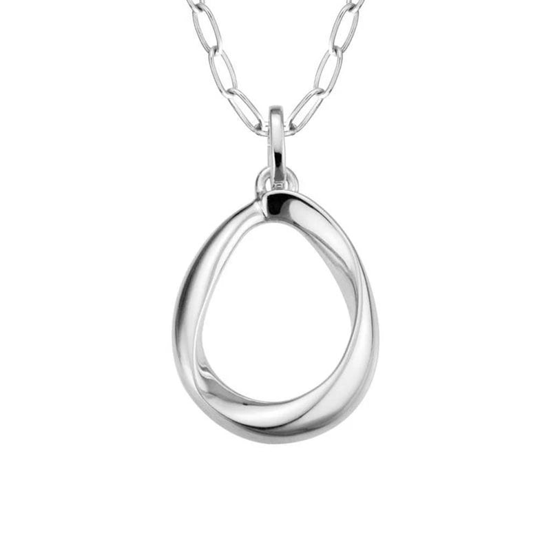 Davis Classics Sterling Silver Twisted Oval Pendant Necklace