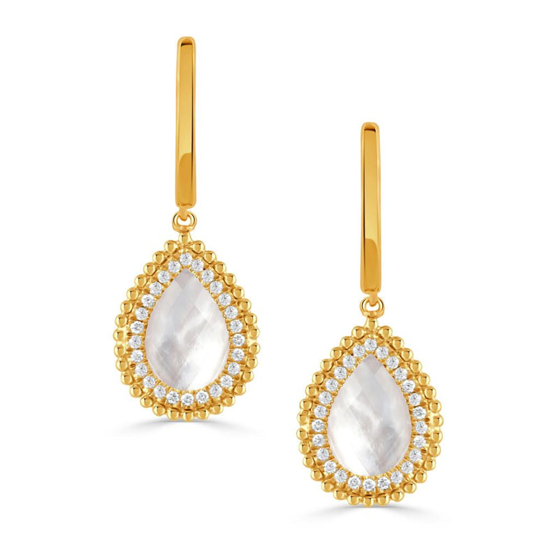 Doves 18k Yellow Gold Justinian Collection Byzantine Halo Gemstone Drop Earrings