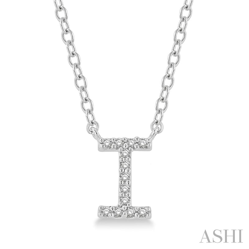 Davis Classics 14k White Gold Diamond Initial "I" Pendant Necklace