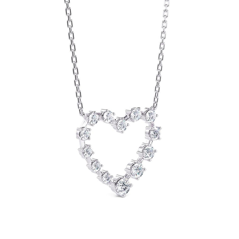 Davis Classics 14k White Gold Open Heart Diamond Pendant