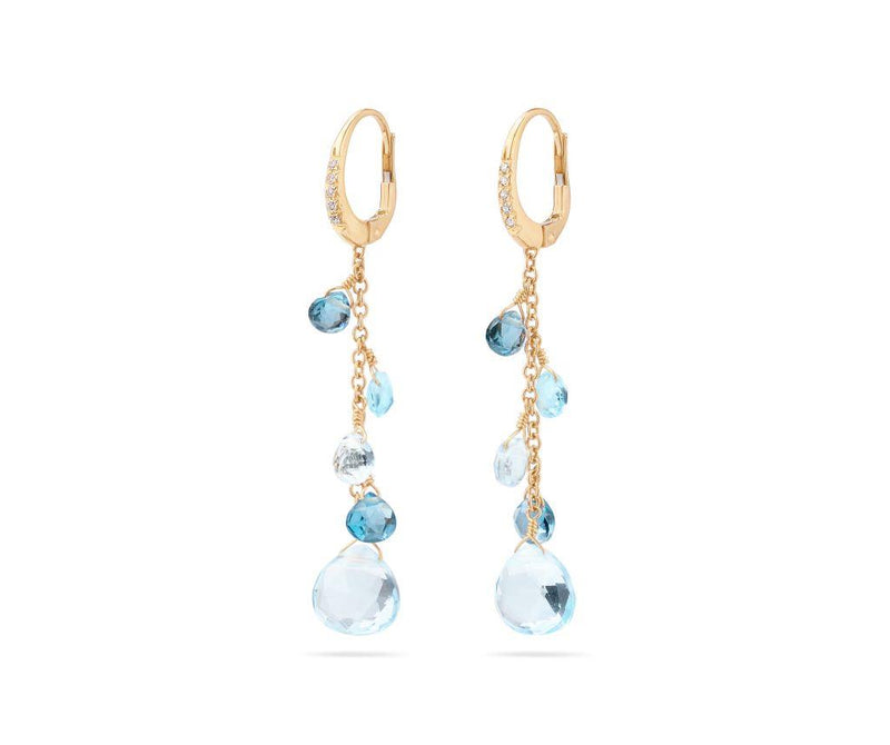 Marco Bicego 18k Yellow Gold Paradise Collection Mixed Topaz and Diamond Dangle Earrings