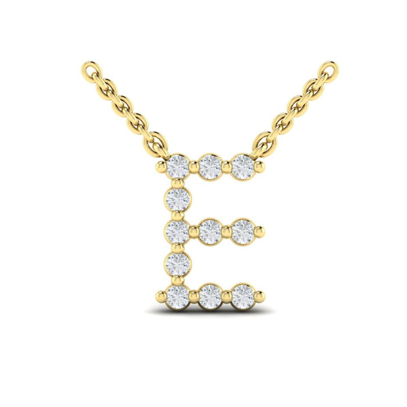 Vlora 14k Yellow Gold Besito Collection Initial E Diamond Pendant Necklace