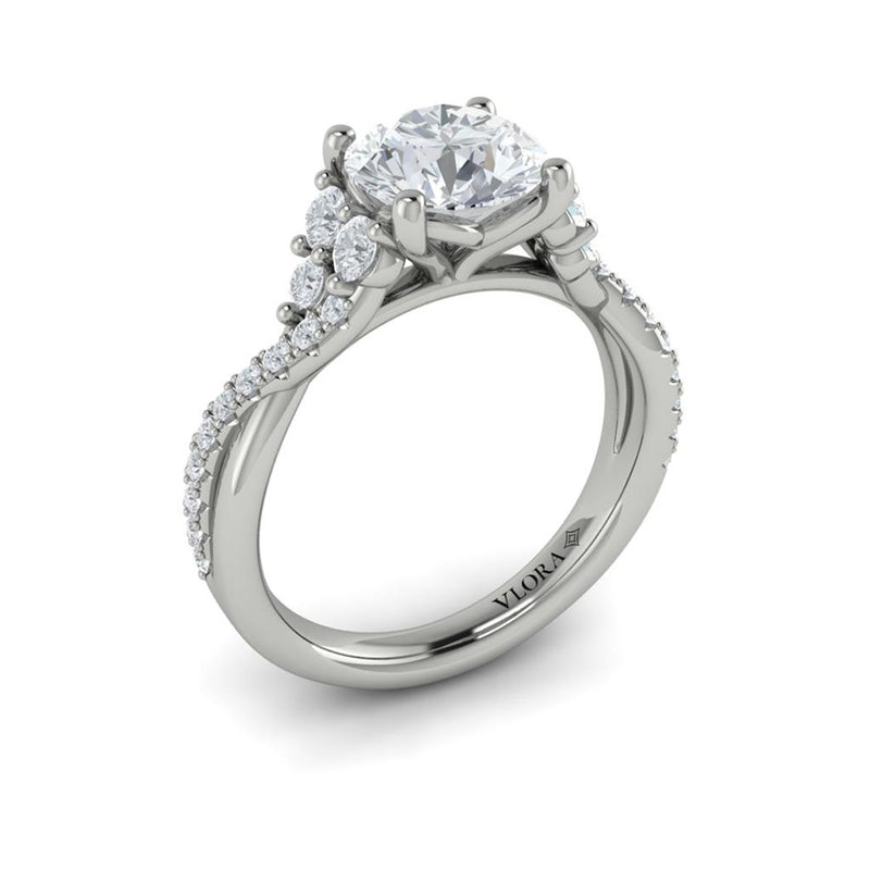 Vlora 14k White Gold Classic Collection Crossover Diamond Engagement Ring Setting