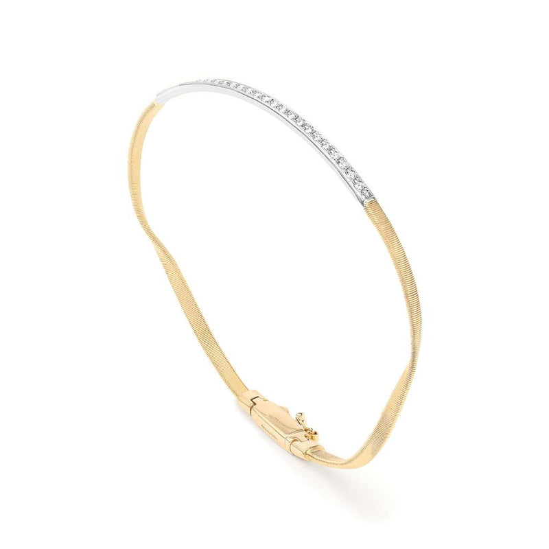 Marco Bicego 18k Yellow and White Gold Marrakech Collection Diamond Bangle Bracelet