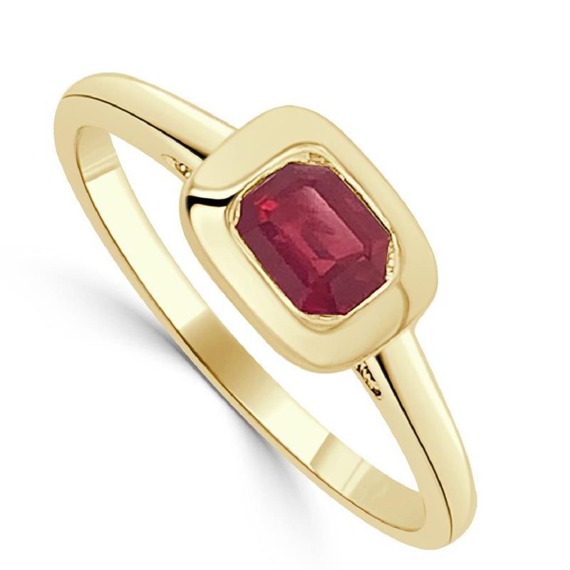 Davis Classics Ruby Geometric Fashion Ring in 14k Yellow Gold