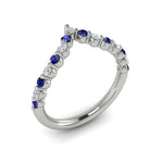 Vlora 14k White Gold Adella Color Collection Sapphire and Diamond Contour Fashion Ring