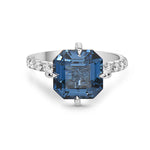 Charles Krypell 18k White Gold London Blue Topaz and Diamond Statement Ring