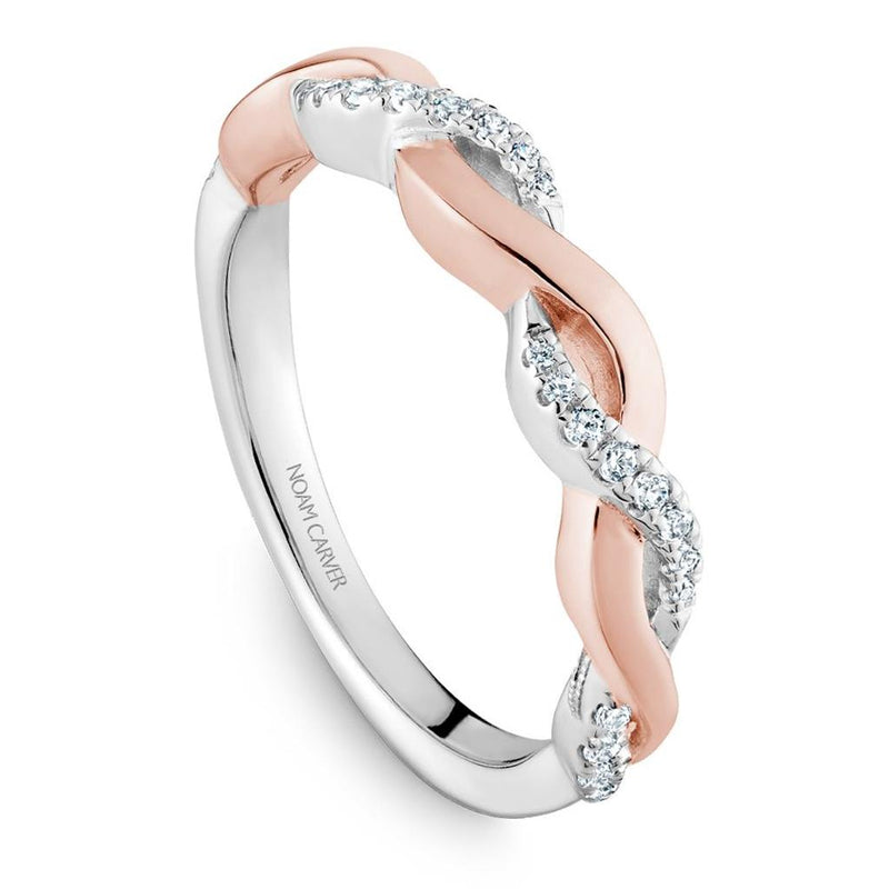 Noam Carver Women's 14k White and Rose Gold Twist Design Diamond Band