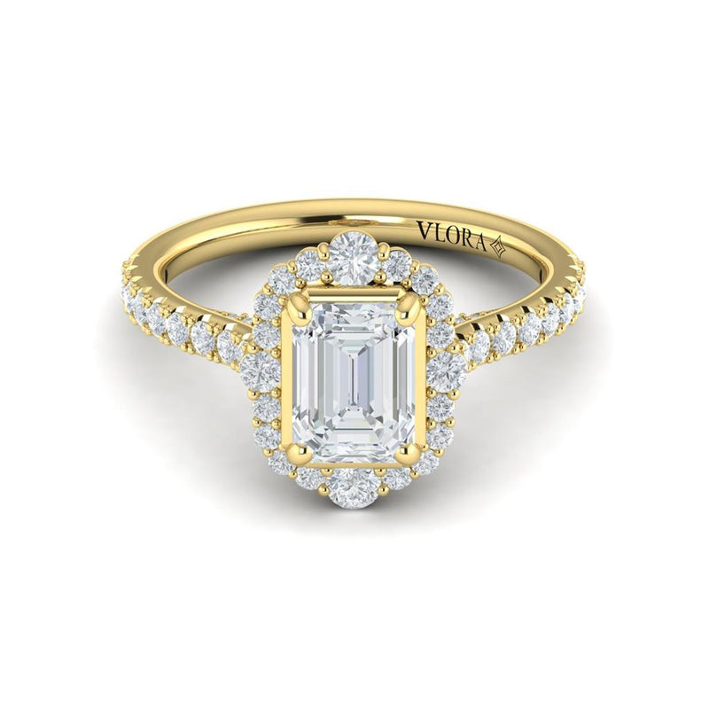 Vlora 14k Yellow Gold Halo Collection Cathedral Ornate Halo Diamond Engagement Ring Setting