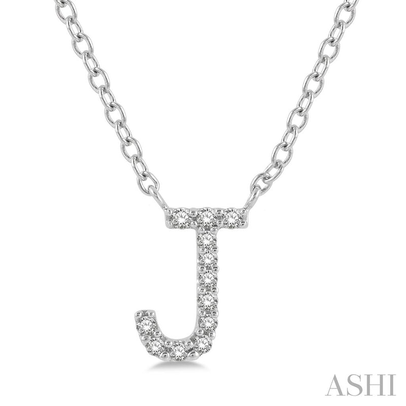 Davis Classics 14k White Gold Diamond Initial "J" Pendant Necklace