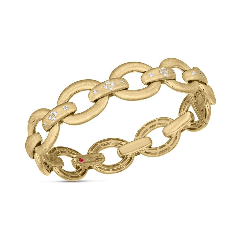 Roberto Coin 18k Yellow Gold Duchessa Collection Oro Classic Oval Link Diamond Bracelet