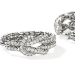 John Hardy Sterling Silver Love Knot Diamond Hoop Earrings