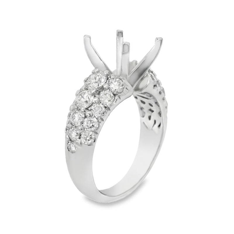 JB Star Platinum Multi-Row Engagement Ring with Round Brilliant Cut Diamonds