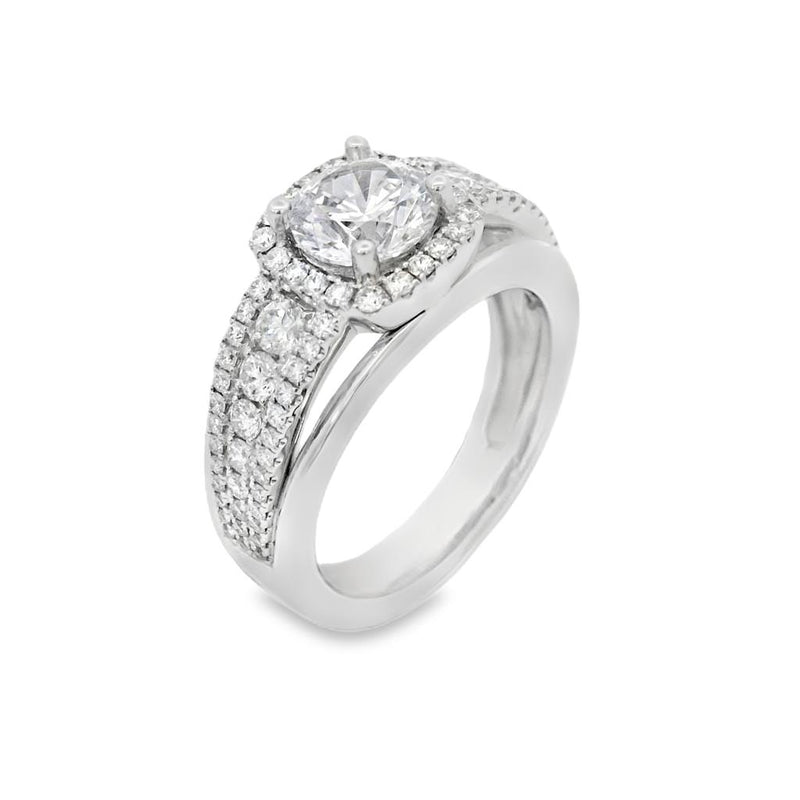 Frederic Sage 14k White Gold Diamond Cushion Halo Semi-Mount