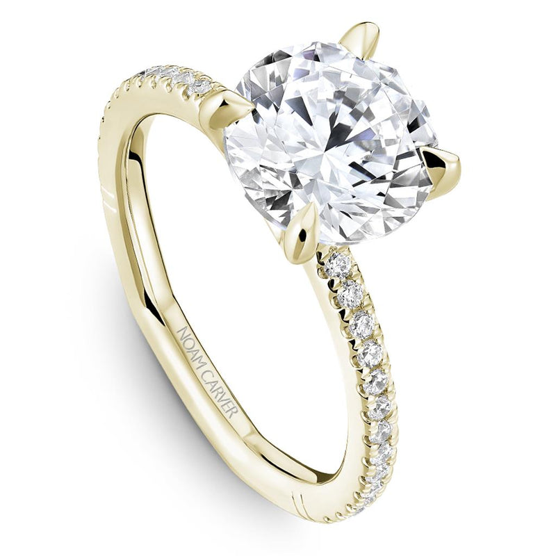 Noam Carver Sidestone Diamond Engagement Ring Setting in 14k Yellow Gold