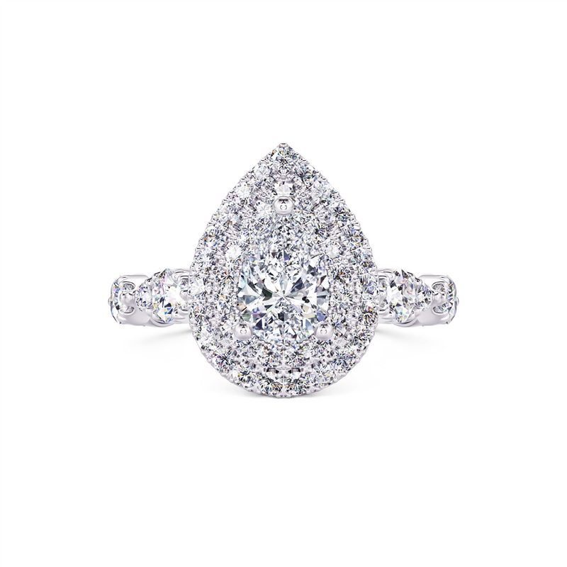 Davis Classics 14k White Gold Pear Double Halo Design Proposal-Ready Engagement Ring