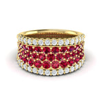 Vlora 14k Yellow Gold Adella Color Collection Ruby and Diamond Fashion Band