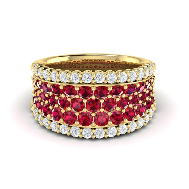 Vlora 14k Yellow Gold Adella Color Collection Ruby and Diamond Fashion Band