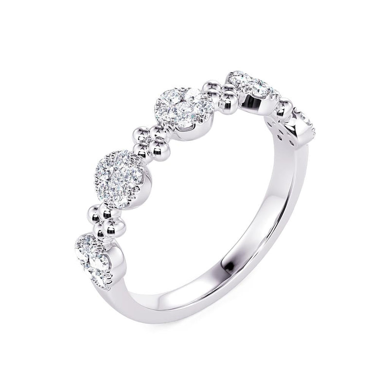 Davis Classics 14k White Gold Circle Station Style Stackable Diamond Band